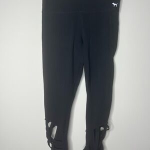 PINK Victoria's Secret Black Athletic Leggings with Cutout Details